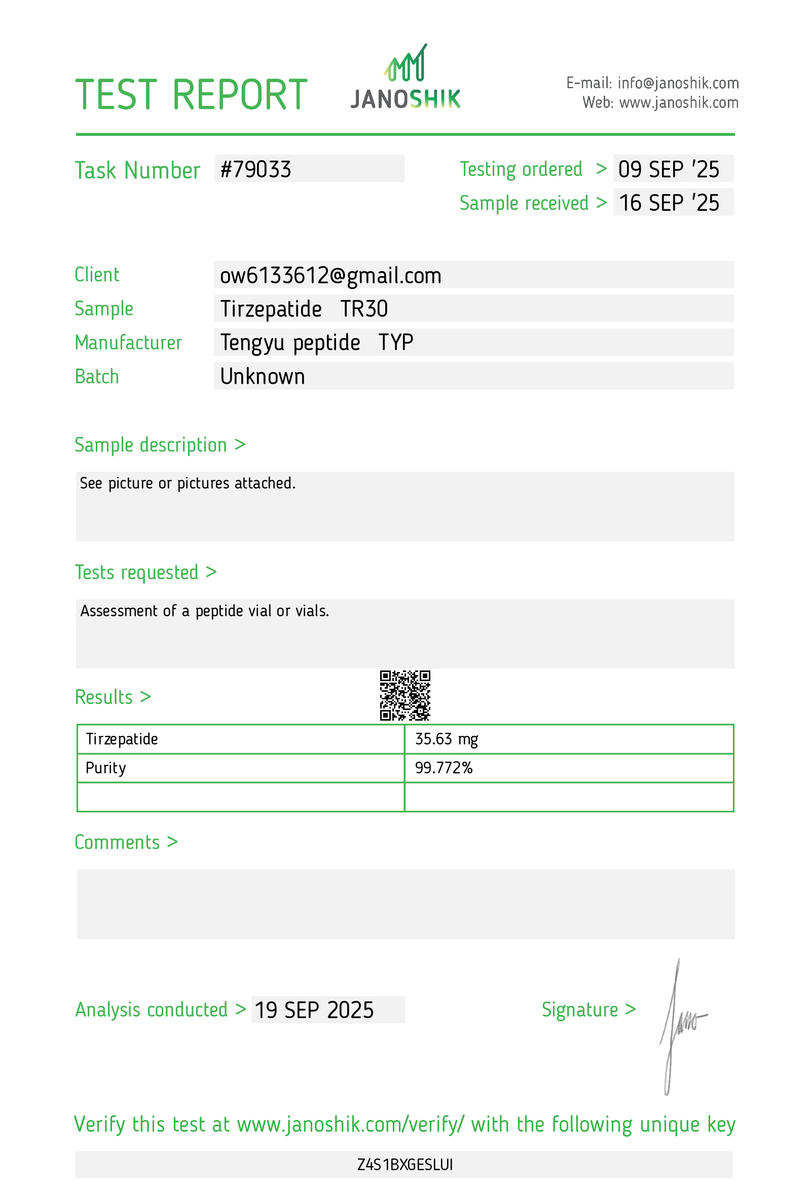 TIRZEPATIDE 30mg COA